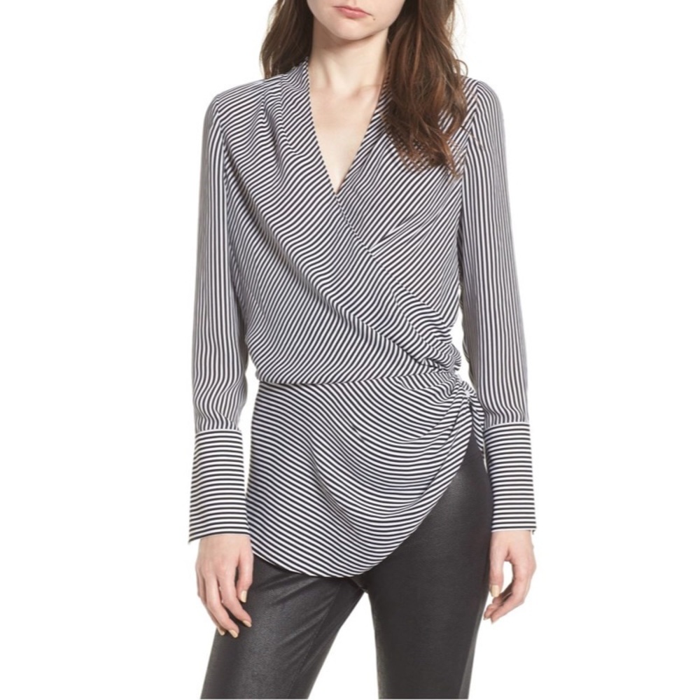 Striped Blouse with side button detail